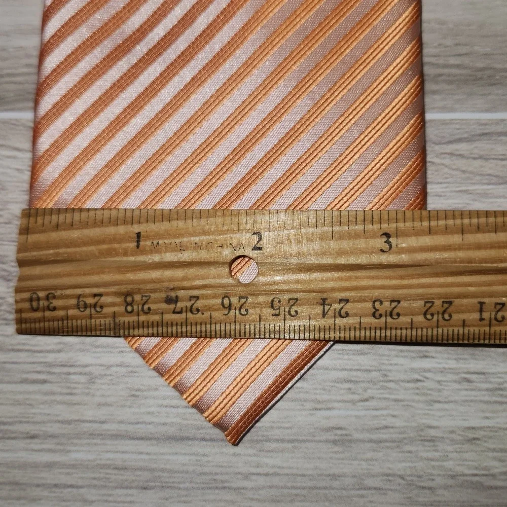 Puccini‎ Father & Son Matching Ties, Orange/Apricot Textured Stripes, Hand Made